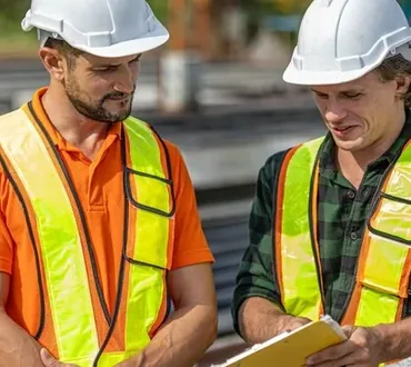 Baustelle mit Qualitätskontrolle